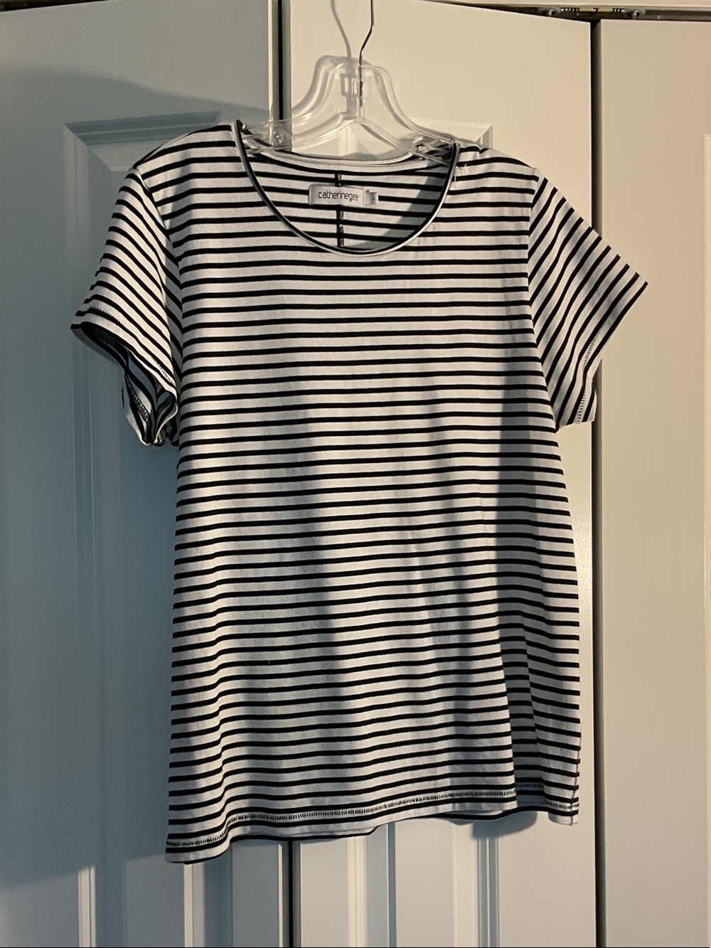 Catherine Gee Striped Black & White Short-Sleeve Crew Tee